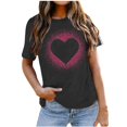 thumbnail image 2 of Meichang T-Shirt pour Femmes Joyeuse Saint-Valentin Chandails Cœur d'Amour T-Shirt Graphique Hauts Mignons Hauts T-Shirts de Fête Manches Courtes Col Rond T-Shirts Mode 2025, 2 of 4