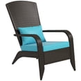 thumbnail image 1 of Outsunny Rattan Adirondack Chair Wicker Fire Pit Chair w/ Cushion Turquoise, 1 of 10