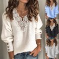 thumbnail image 1 of Women Autumn Winter Long Sleeve Lace Patchwork V Neck Buttons Sweater Jumper, 1 of 1