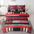 thumbnail image 1 of Red Striped King Comforter Set,7 Pieces Leopard Print Zebra Stripes Comforters King Bed in a Bag for Bedroom,Geometry Spot Aztec Bedding Comforter Sets with Comforter,Sheets,Shams & Pillowcases, 1 of 5