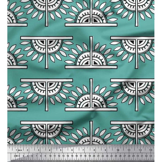 Soimoi Georgette Viscose Fabric Floral Block Printed Craft Fabric by The Yard 42 Inch Wide