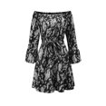 thumbnail image 4 of CEHVOM Robe pour Femmes à Épaules Dénudées, à Volants, Imprimée, à Manches Longues, Jupe à Dos Nu, Robe Bourgeon, 4 of 5