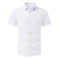 thumbnail image 4 of BOBOGOJP Mens Button Down Shirts Short Sleeve Classical Soft Woven Shirt,White S, 4 of 4