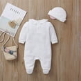 thumbnail image 3 of Newborn Baby Girl Clothes 3D Flower Romper Jumpsuit Long Sleeve Ruffled Footie Bodysuit Hat Outfit Set 2PCS, 3 of 5