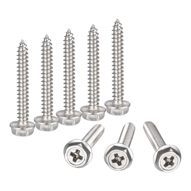 Unique Bargains Rondelle Hexagonale Phillips en Acier Inoxydable 304 M4 x 30 mm à Vis Autotaraudeuses, Lot de 25