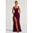 thumbnail image 4 of Robes Formelles pour Femmes Sans Manches Moulantes Froncées à Fente Haute Robe Maxi Cocktail Bal Rouge Vin m, 4 of 8
