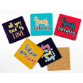 thumbnail image 2 of Inkdotpot Set of 6 Drink Coasters DecorativeNon,SlipCork Base4-inch Square PrintedCoastersEasy Clean- Quotes, 2 of 8