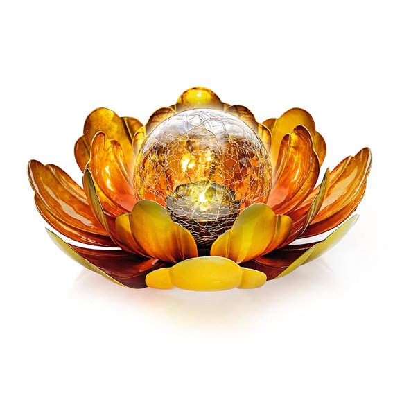 Solar Flower Light Outdoor Christmas Decorative,Garden Solar Powered Lights,Yard Solar Glass Ball Light with Metal Petal for Tabletop Decor Birthday Gift for Her,Christmas Gifts for Women