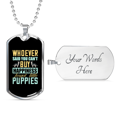 thumbnail image 4 of Little Puppies Happiness Necklace Stainless Steel or 18k Gold Dog Tag 24" Chain, 4 of 8