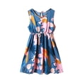 thumbnail image 1 of aDJFDGT Robes Petites Filles Filles Tout-Petits Enfants Col Rond Été Sans Manches Décontracté Plage Imprimés Floraux Robe de Fête, 1 of 3