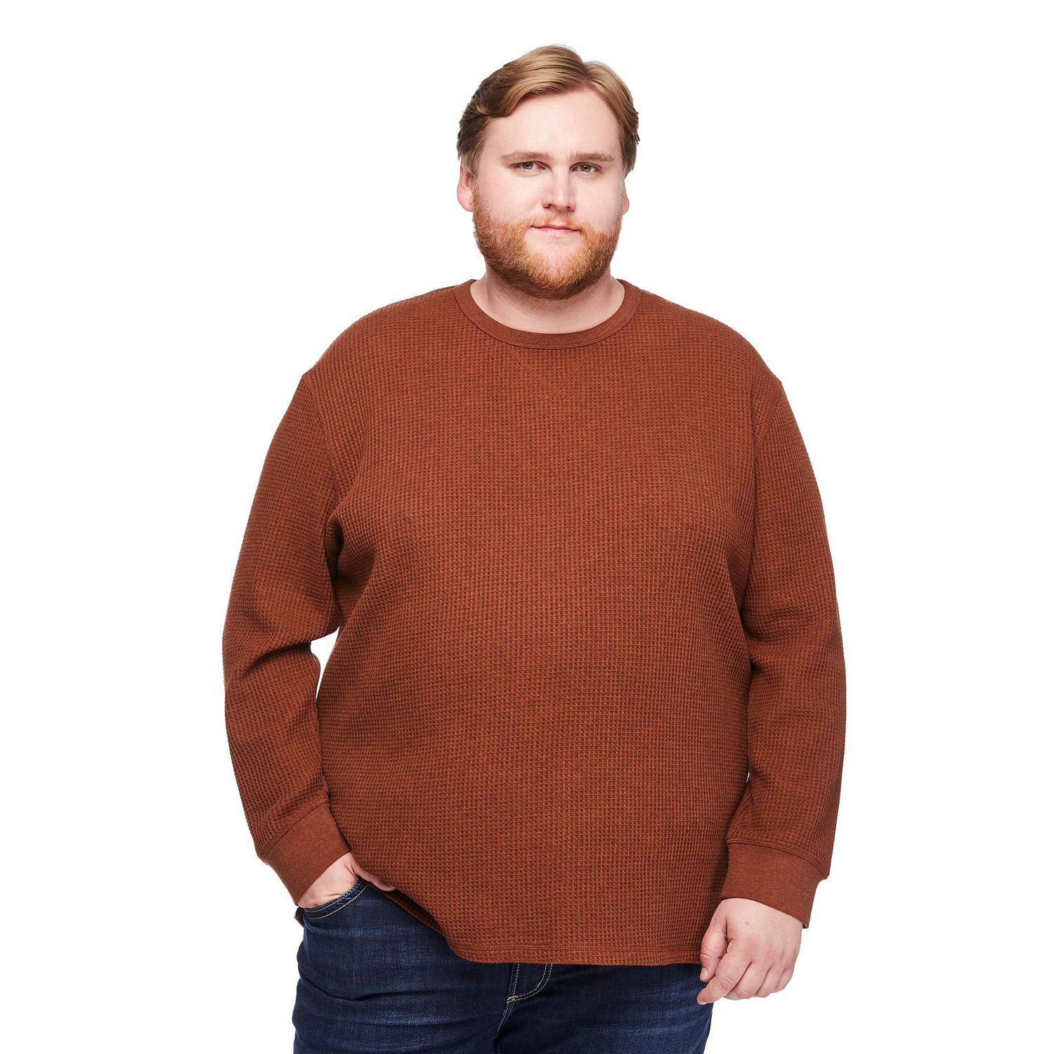 George Big Men's Waffle Crew Neckline Popover
