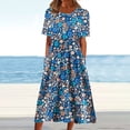 thumbnail image 1 of YUNAFFT Robes pour Femmes Liquidation Robes d'Été Décontractées pour Femmes Col Rond Manches Courtes Fermeture Éclair Pliantes à Imprimé Floral Soldes, 1 of 8