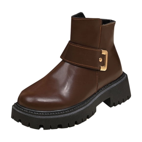 Womens Winter Boots Ankle High Chunky Heel Low Heel for Outdoor Indoor Casual Use