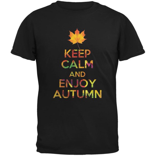 Keep Calm Enjoy Autumn Fall Black Adult T-Shirt