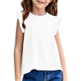 thumbnail image 1 of WEIYLL Girls Graphic T Shirts Basic Ruffle Fly Sleeve Cute Tunic Crewneck Summer Casual Going Out Tops for 4-5 Years, 1 of 6