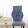 thumbnail image 4 of Coussin d'Assise Épaissi Rond en Velours Côtelé pour Chaise, Tapis, Bleu Marine, 4 of 6