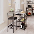thumbnail image 4 of 36" Bar Height Dining Table Set for 2 - 3-Tier Storage Kitchen Table w/2 Upholstered Chairs, Space-Saving Countertop Set for Apartments, Breakfast Nook, 4 of 37