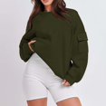 thumbnail image 2 of Yuyuzo Chandail en Molleton pour Femmes Col Rond Décontracté Pull Ample Automne Doublé Polaire Manches Longues, 2 of 6