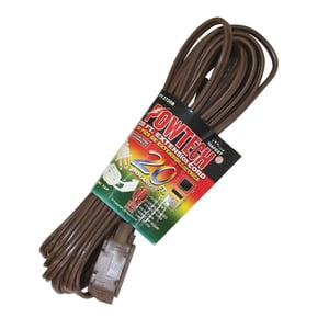 POWTECH UL Cordon d'extension pour les ménages lourds, 16 Cord d'alimentation avec 3 Tape de cube de recepacle 125V, 13 Des ampères, 1625 W - 20 FT brun