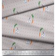 thumbnail image 3 of Soimoi Cotton Duck Fabric Carrot & Rabbit Dots Print Sewing Fabric Yard 42 Inch Wide, 3 of 5