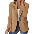 thumbnail image 1 of Grrvtrz Womens One Button Blazer Lightweight Office Work Suit Jacket Stretch Lapel Collar Long Sleeve Jacket with Pockets, 1 of 5