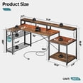 thumbnail image 3 of Bestier 71.5 inch Computer Desk with Power Outlets, L Shaped Home Office Desk with Monitor Stand Rustic Brown Adults, 3 of 10