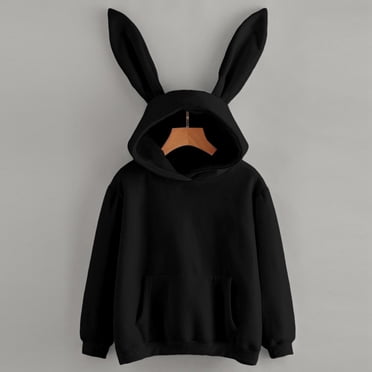 UANWENN Women's Fashionable Long Sleeve Hooded Sweatshirt with Ear Details Athletic Womens Hoodie Long Zip Hoodies Women Pullover Sweatshirt Long Sleeve Zip up Sweatshirt Women Womens Hoodie