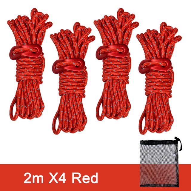 Yhmxh Camping Essentials Travel Essentials Camping Gear Outdoor Camping Tent Rope 4mm Thick Reflective Rope Draw Rope 2 Meters Wind Rope Tent Rope