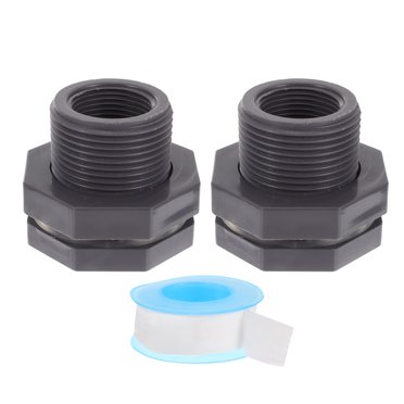 2pcs PVC Bulkhead Fitting 3/4 Inch Pipe Connector for Rain Barrels Water Tanks