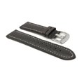 thumbnail image 3 of 30mm Classic Leather Buffalo Pattern Watch Strap Band, White Stitching, Stainless Steel Buckle, 3 of 7