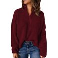 thumbnail image 2 of HWRETIE Women V Neck Ruched Blouse Solid Color Long Sleeve Casual Pullover Top, 2 of 7