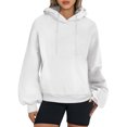thumbnail image 2 of MeetoTime Women's Hooded Sweatshirt Fall Basic Long Sleeve Solid Color Hoodie Pullover with Pocket, 2 of 6