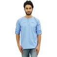 thumbnail image 1 of Atasi Chemise à Manches Retroussables en Coton Bleu Kurta Col Rond pour Hommes-Moyen, 1 of 7