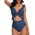 thumbnail image 1 of Charmo One Piece Bathing Suit for Women Ruffle Cut Out Swimsuits Strappy Monokinis, 1 of 6