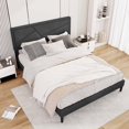 thumbnail image 1 of Costway Queen Size Bed Frame with High Headboard & Wooden Slats No Box Spring Needed, 1 of 10