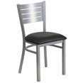 thumbnail image 1 of HERCULES Series Silver Slat Back Metal Restaurant Chair - Black Vinyl Seat, 1 of 9