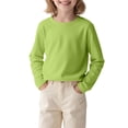 thumbnail image 2 of Kids' Solid Color Long Sleeve Round Neck Top - Comfortable Polyester Spandex Blend for Daily Wear, Travel, and Parties, 2 of 7