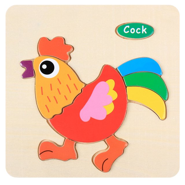 C Toddlers Wood Shape Puzzle Toy With Animal Designs For Learning And Concentration