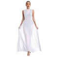 thumbnail image 1 of RUNQHUI Robe de Danse Lyrique Longue pour Femme, Superposition Torsadée, Danse Moderne Contemporaine, Blanche, TG, 1 of 7