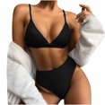 thumbnail image 1 of Qertyioot Women's Swimsuit Set Sexy With Chest Pad Without Underwire Solid Split, 1 of 6