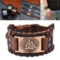 thumbnail image 4 of lionlar Bracelet Triangle en Cuir PU pour Hommes Tribal Nordique Rétro Rouge Cuivre, 4 of 9