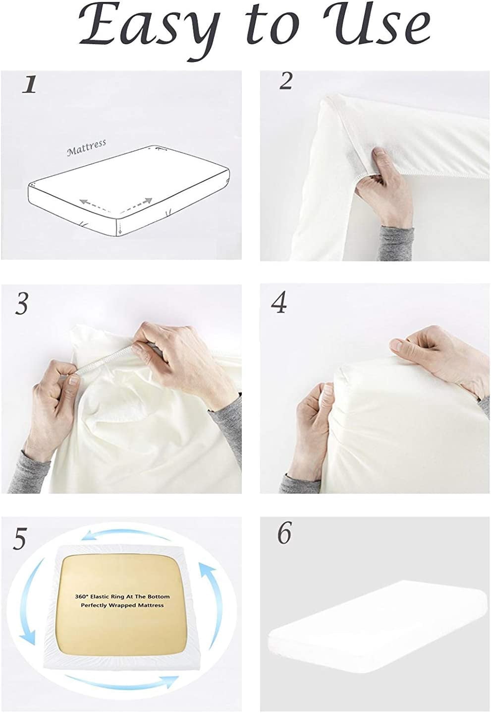 1000 Thread Count 100% Egyptian Cotton 4-Piece Bed Sheet Set (1 Flat, 1 Fitted Sheet, 2 Pillow Covers) 21 Inches Deep Pocket Stripe Pattern