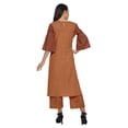 thumbnail image 4 of Moomaya Ensemble Kurta Ethnique Imprimé Palazzo à Col Rond en Coton Slub pour Femmes Grande Taille, 4 of 5