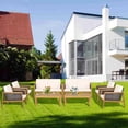 thumbnail image 1 of Ensemble de meubles de patio en rotin 8 pièces Costway, canapé rembourré en bois d'acacia, blanc, 1 of 1
