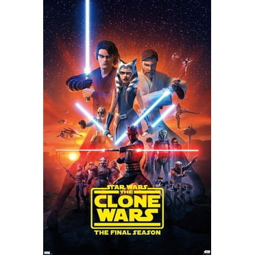 Star Wars: The Clone Wars - Season 7 Key Art Wall Poster with Push Pins, 14.725" x 22.375"