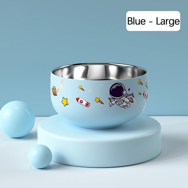 SMihono Kitchen Organizers and Storage Stainless Steel Household Children's Cartoon Soup Rice Bowl Double-layer Heat Insulation Anti-scald Bowl Household Fruit Instant Noodles Bowl Tableware Kitchen Gadgets Must Have 2023