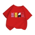 thumbnail image 3 of PMVFHDE T-Shirts d'Été pour Filles, T-Shirt Mignon à Motif pour Fille, Col Rond, Manches Courtes, T-Shirt Décontracté d'Été Rouge, 3-4 Ans, 3 of 5