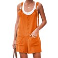 thumbnail image 1 of MAWCLOS Ladies Romper Solid Color Jumpsuits Adjustable Strap Jeans Pants Plain Work Suspender Denim Bib Overalls Orange 3XL, 1 of 2