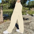 thumbnail image 4 of LLYwey Deals Womens Fall Pants Ladies Fashionable Solid Color Drawstring with Pockets Ankle Binding Sweatpants Work Pants New Full Length Pants Trousers Regular Fitted Beige M, 4 of 8