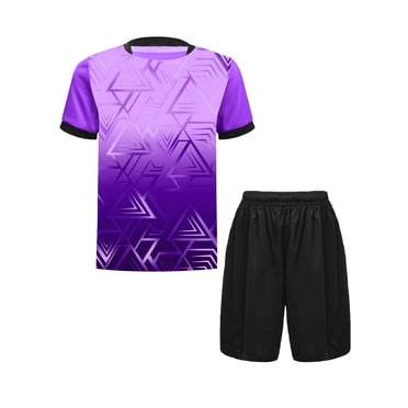 Zaldita Kids Boys Short Sleeves T-Shirt and Shorts Set Soccer Jerseys Mesh Shorts Set Athletic Purple 10
